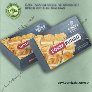 Börek kutusu, özel yapım kraft karton malzemeden üretilmiştir.
