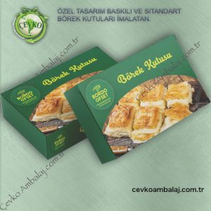 Börek kutusu, özel yapım kraft karton malzemeden üretilmiştir.