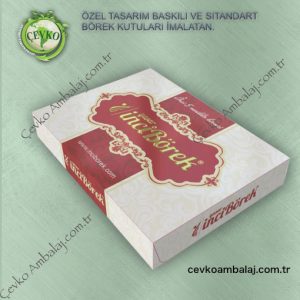 Börek kutusu, özel yapım kraft karton malzemeden üretilmiştir.