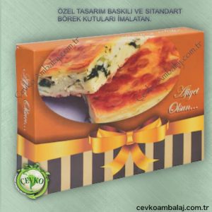 Börek kutusu, özel yapım kraft karton malzemeden üretilmiştir.