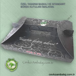 Börek kutusu, özel yapım kraft karton malzemeden üretilmiştir.