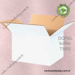 %100 saf elyaf Kraft Beyaz Dopel koli. Çift oluklu, ağır yük taşıma ve nem dayanımı yüksek ambalaj kutusu.