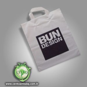 Polietilen yumuşak kulplu mağaza çantası beyaz renkli - Cevko Ambalaj